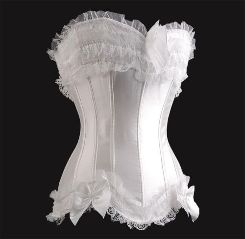 White Boned Lace Up Corset With Matching G-String